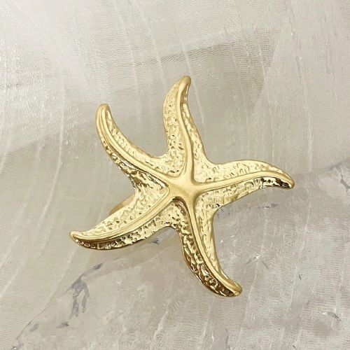 Pièce Bague vintage française classique en acier inoxydable doré de style antique exagéré avec motif étoile de mer, convient pour la remise des - SHEIN - Modalova