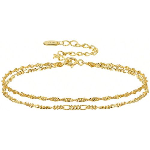 PC Véritable bracelet en argent sterling 925 à double chaînes avec une finition polie, bijou cadeau pour anniversaire, mariage, fête de vacances - SHEIN - Modalova