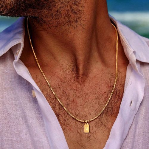 Pièce Nouveau collier avec pendentif rectangulaire simple à l'initiale, chaîne en acier inoxydable de couleur or - SHEIN - Modalova