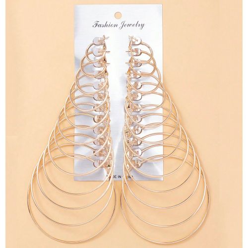 Paires Boucles d'oreilles créoles en métal doré, ensemble de boucles d'oreilles circulaires grandes et exagéréess - SHEIN - Modalova