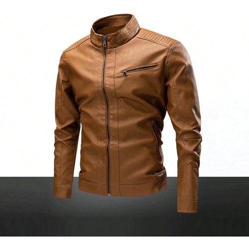 Veste de motard en PU ajustée à fermeture éclair et manches longues, mode - SHEIN - Modalova