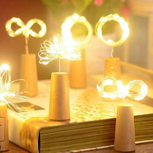 Pièces Lumières de bouteille de vin, 6,6 pi (2 m) 20 LED Guirlandes lumineuses de fée alimentées par batterie, Guirlandes lumineuses de fée étan - SHEIN - Modalova