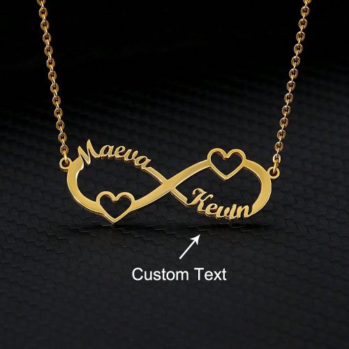 Collier personnalisé à double cœur avec deux noms Infinis et hommes. Collier en acier inoxydable personnalisé avec pendentif et chaîne de cou. Ca - SHEIN - Modalova