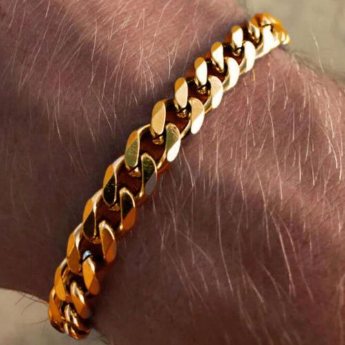Pièce Bracelet simple et à la mode en chaîne en acier inoxydable doré, convient pour un port quotidiens - SHEIN - Modalova