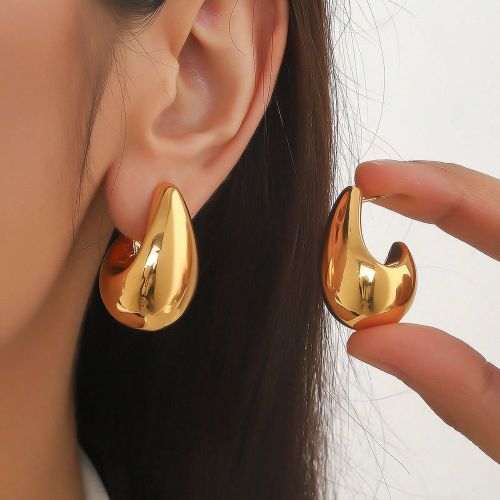 Paire de boucles d"oreilles effet martelé brillant en goutte d"eau en plastique CCB de mode européenne et américaines, adaptées pour un usage quot - SHEIN - Modalova