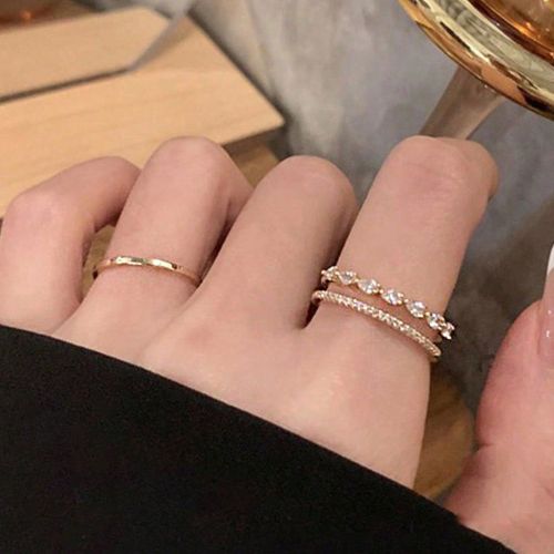 Pièces/set Bague Vintage Avec Deux Couches strass Incrustées Et Ouvertes À La Mode - SHEIN - Modalova