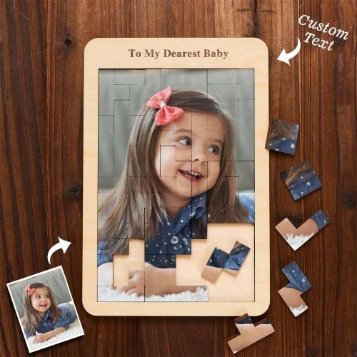 Pièce Puzzle photo personnalisé avec texte gravé Puzzle en bois personnalisable avec n'importe quelle photo image Cadre photo de bureau personnalis - SHEIN - Modalova