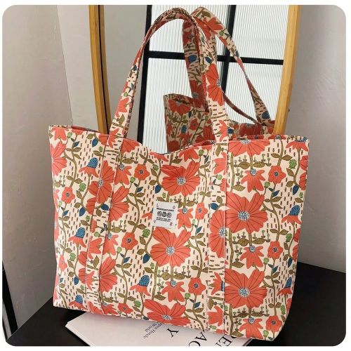 Sac fourre-tout en épaule de mode imprimé de fleurs romantiques de style français, sac de shopping minimaliste - SHEIN - Modalova