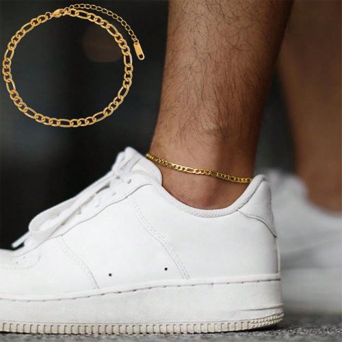 Chaîne de cheville en acier inoxydable de style funky, plaquée or 18 carats, bijou hypoallergénique, idéal pour le port quotidien et en cadeau - SHEIN - Modalova