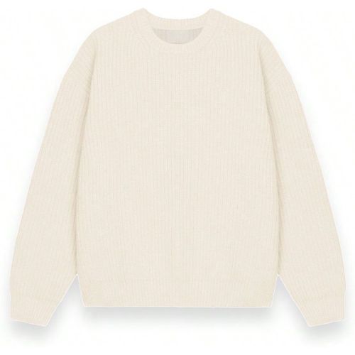 Pull oversize côtelé unisexe avec épaules tombantes, casual et chaud pour l'automne/hiver, design minimaliste - SHEIN - Modalova