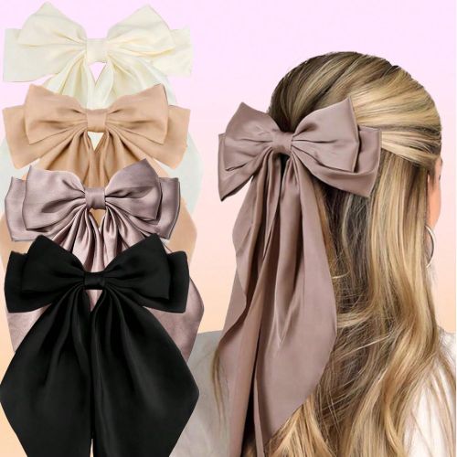 Pièces Pinces à cheveux avec nœuds, pinces à cheveux avec nœud noir, beige, kaki, marron. Pinces à cheveux avec nœud en ruban, accessoires pour - SHEIN - Modalova