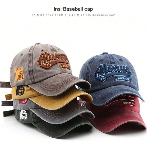 Nouvelle casquette de baseball vintage abîmée printemps/été 2024s et femmes, chapeau à imprimé lettre, bord à pression for la rue - SHEIN - Modalova