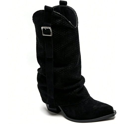 Bottes western mode rétro décontractées à talon épais ajouré - SHEIN - Modalova
