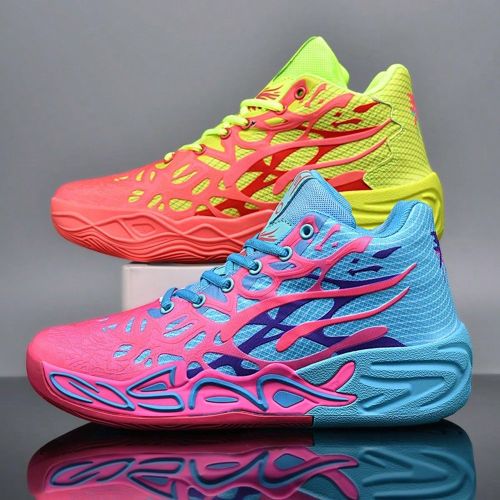 Paire de chaussures de basket-ball extérieurs, baskets de sport colorées et pour la rue, chaussures d'athlétisme décontractées mi-hautes antidér - SHEIN - Modalova