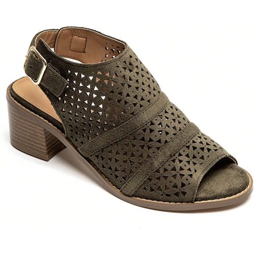 Sandales à talon carrés | Bout ouvert avec motif ajouré - SHEIN - Modalova