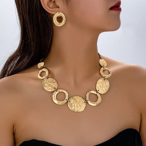 Set collier de col en alliage minimaliste et boucles d'oreilles goutte d'eaus, porter au quotidien, à la plage en été, cadeau - SHEIN - Modalova