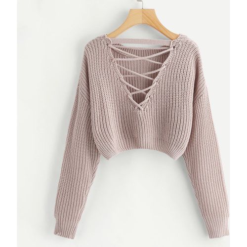 Pull court en tricot avec lacets dans le dos - SHEIN - Modalova