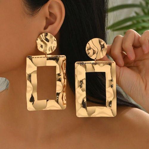 Paire de boucles d'oreilles pendantes métalliques modernes, géométriques, rondes et rectangulaires, élégantes et stylées, pour les fêtes et au - SHEIN - Modalova