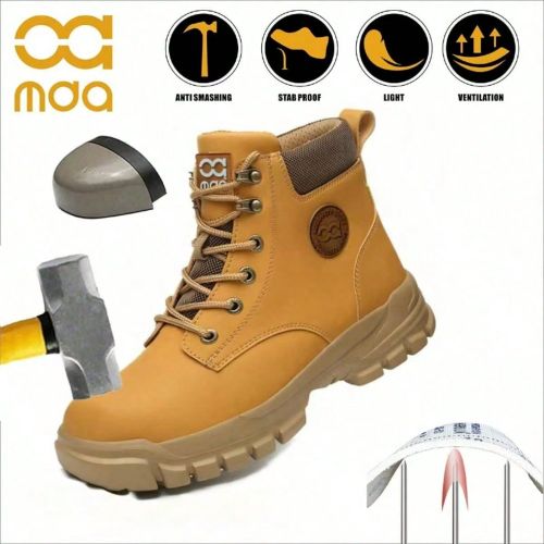Chaussures de travail confortables et sûress et femmes, anti-écrasement, anti-perforation, résistantes à l'usure avec embout en acier, noir/jaune, - SHEIN - Modalova