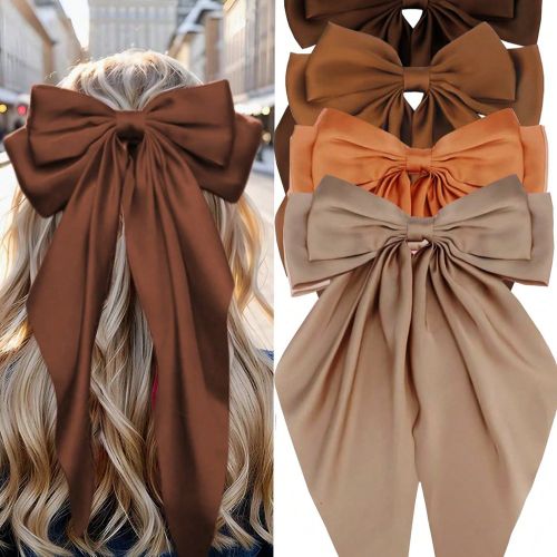 Pièces Épingles à cheveux avec nœuds, nœud marron, nœud kaki. Pinces à cheveux avec nœud en ruban, accessoires pour cheveux de fête. Convient - SHEIN - Modalova