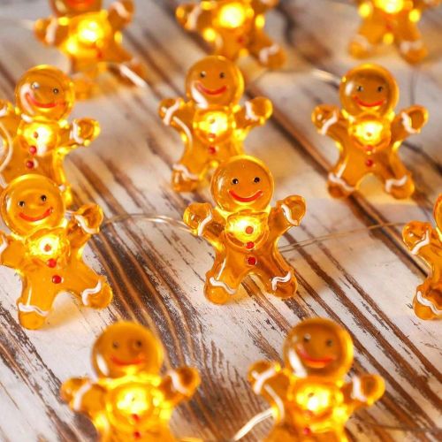 Guirlande lumineuse à 30 LED - Décoration de Noël et de Thanksgiving, guirlande lumineuse de bonss en pain d'épices, fonctionne sur piles (piles n - SHEIN - Modalova