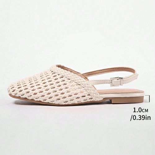 Sandales à talon épais à bride unique et bout carré ajouré, respirantes et tressées. Nouvelles arrivages pour l'été - SHEIN - Modalova