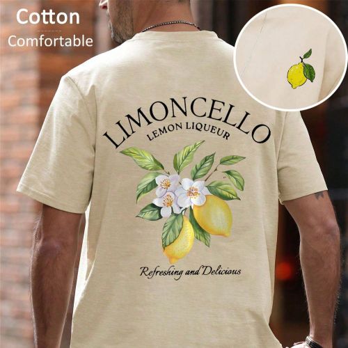 T-shirt côtelé 100% coton unisexe, imprimé de lettres anglaises, motif fruit citron, décontracté et sport, coupe ample à manches courtes, convie - SHEIN - Modalova