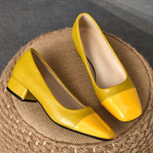 Chaussures à bout carrés, talon de 3 cm, patchwork bleu marine, convenant pour les bals, les fêtes, les dîners, la mode vintage, polyvalentes, esc - SHEIN - Modalova