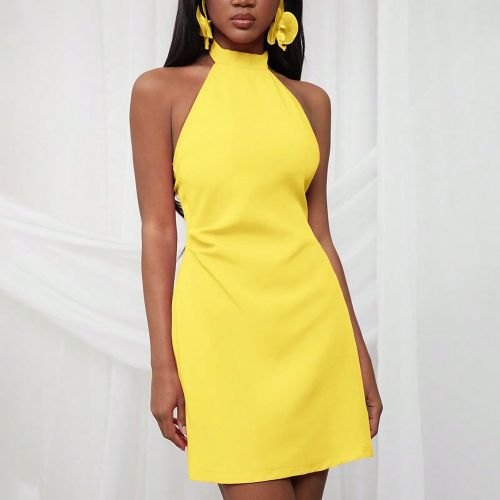 Robe mini d'été ajustée à encolure montante et col ras-du-cou, pour festival, vacances, graduation, mariage, événements spéciaux, réception de - SHEIN - Modalova