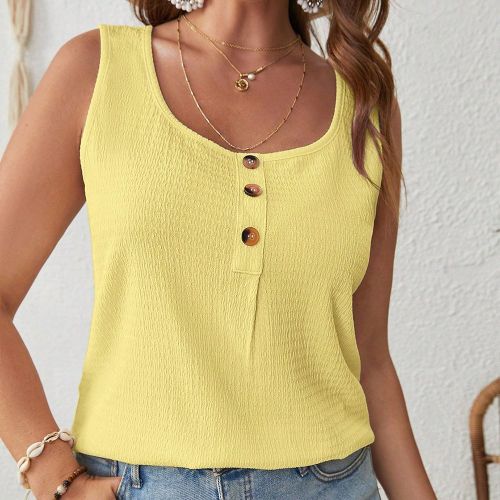 Top débardeur casual unicolore col rond grande taille - SHEIN - Modalova