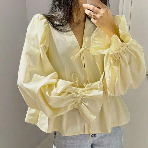 Chemise décontractée quotidienne des s ample avec nœud devant - SHEIN - Modalova