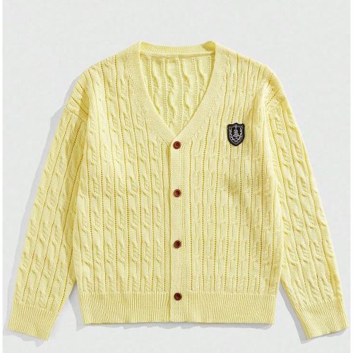 Cardigan en tricot casual à une boutonnière et manches longuess, détails de conception - SHEIN - Modalova