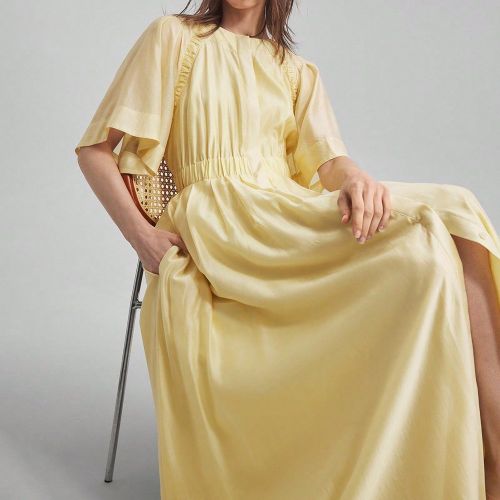 Robe casual à manches raglan plissées et à simple boutonnage avec poches, style vintage élégant, robe longue, convient pour l'été, l'automne, l - SHEIN - Modalova