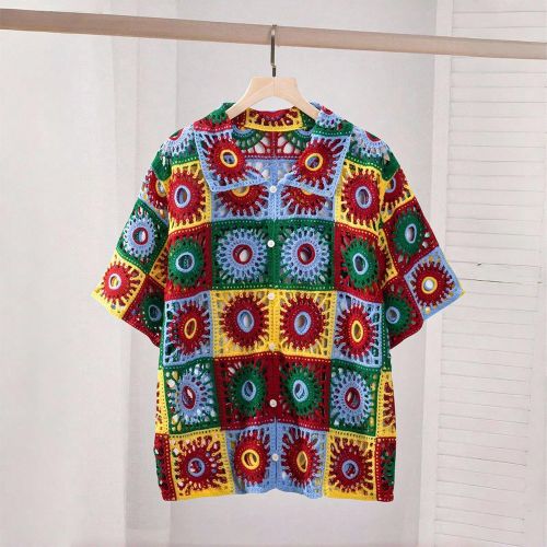 Top tricoté semi-transparent à motif patchwork crocheté style bohèmes en été - SHEIN - Modalova