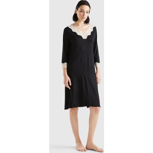 Benetton, Chemise De Nuit Avec Détails En Dentelle, taille M, Noir - United Colors of Benetton - Modalova