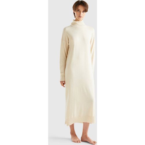 Benetton, Robe À Col Roulé En Cachemire Mélangé, taille M-L, Crème - United Colors of Benetton - Modalova