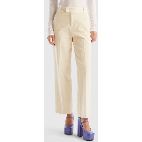 Benetton, Pantalon Droit En Velours À Bords-côtes, taille 48, Crème - United Colors of Benetton - Modalova