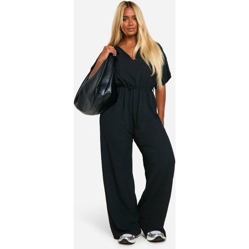 Combinaison Grande Taille En Jersey Texturé À Encolure Plongeante Et Ceinturée - 44 - boohoo - Modalova