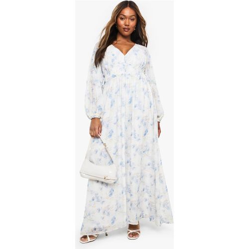Robe Maxi Grande Taille À Imprimé Floral Et Manches Blouson - 44 - boohoo - Modalova