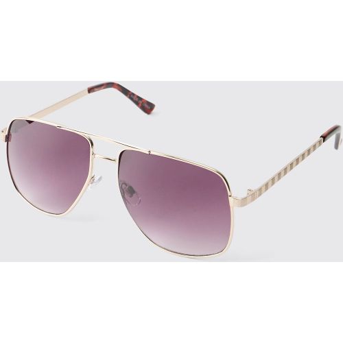 Lunettes de soleil aviateur en métal - ONE SIZE - Boohooman - Modalova