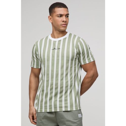 T-shirt cintré à logo rayé - S - Boohooman - Modalova