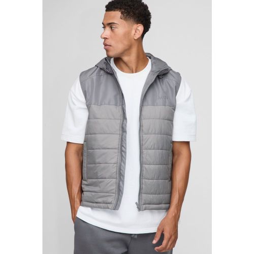 Veste à capuche matelassée sans manches - S - Boohooman - Modalova