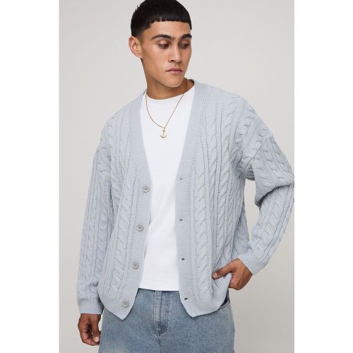 Oversized Boxy Cable Knit Cardigan - S - Boohooman - Modalova