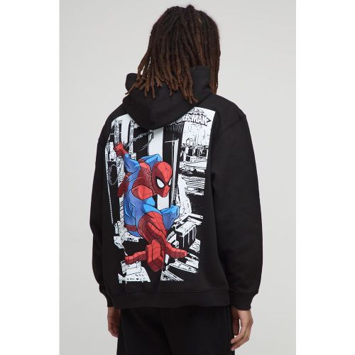 Black Oversized Marvel Spiderman License Printed Hoodie - S - Boohooman - Modalova