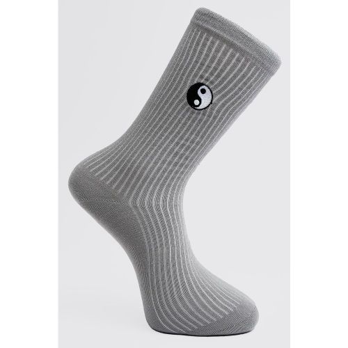 Chaussettes à broderie Yin et Yang - One Size - Boohooman - Modalova