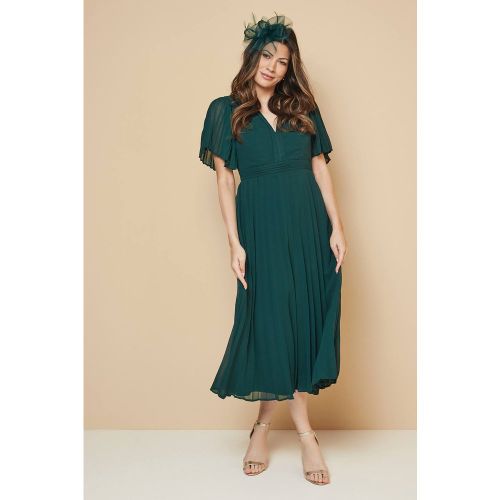 Robe Midi en Mousseline à Manches Plissées | Taille 48 - Wallis - Modalova