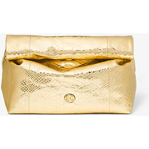 MK Pochette déjeuner Monogramme de taille moyenne en cuir effet python en relief métallisé - Michael Kors - MICHAEL KORS COLLECTION - Modalova