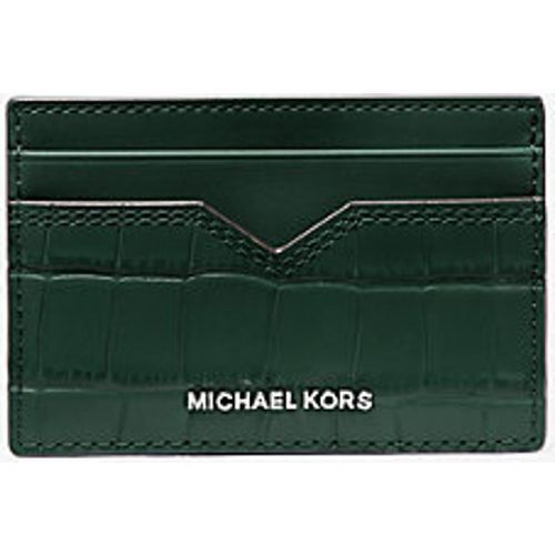 MK Porte-cartes Hudson en cuir effet crocodile en relief - Michael Kors - Michael Kors Mens - Modalova