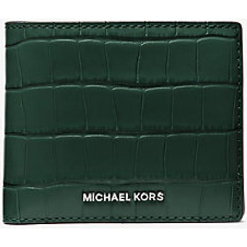 MK Portefeuille compact Hudson en cuir effet crocodile en relief - Michael Kors - Michael Kors Mens - Modalova