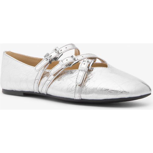 MK Ballerine Indy souple en cuir métallisé craquelé - Michael Kors - MICHAEL Michael Kors - Modalova